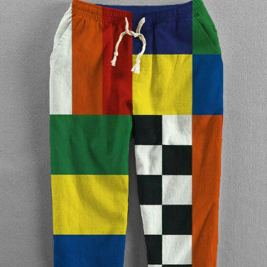 Men's Loose Casual Straight-leg 3D Printed High Waist Wide Leg Pants